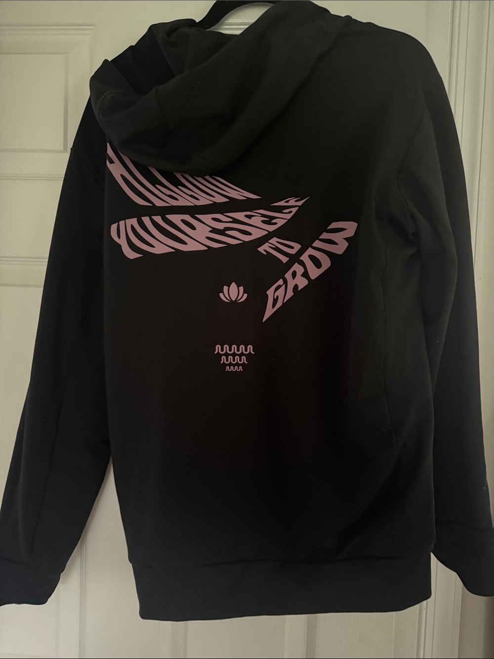 adidas yoga Black Zip-Up Hoodie with Pink Back Graphic